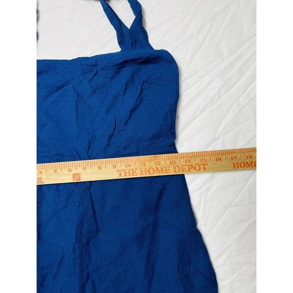 Line And Dot Womens Small Tie Shoulder Romper Jumpsuit Shorts Blue Straps Zip - Picture 9 of 11